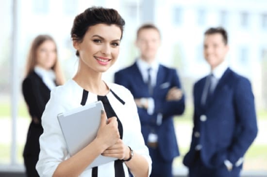 sales team sharing knowledge with online platform
