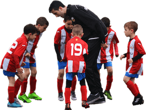 Kids soccer team with coach cut out