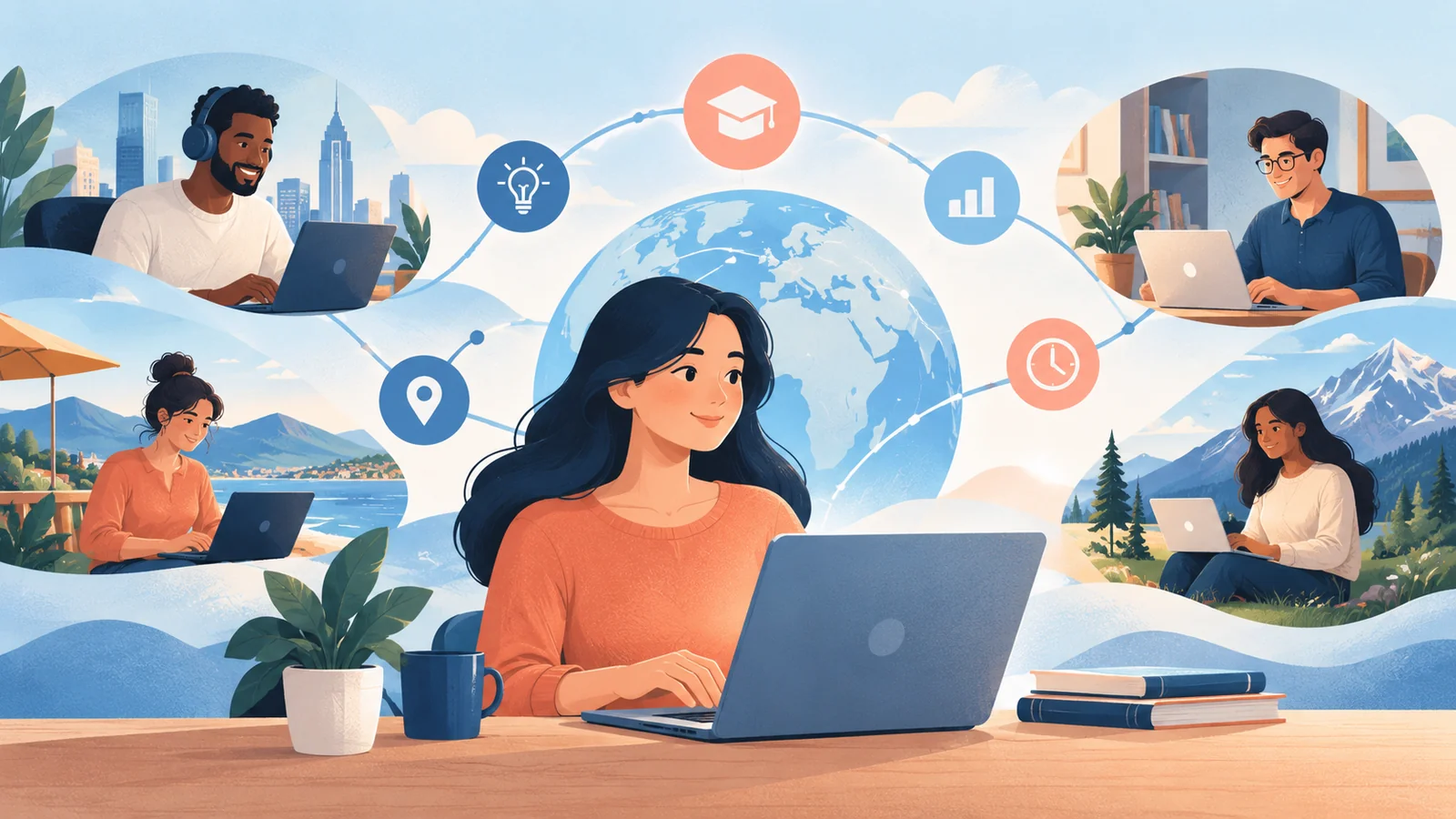 Editorial illustration for What are the Benefits of Using eLearning?